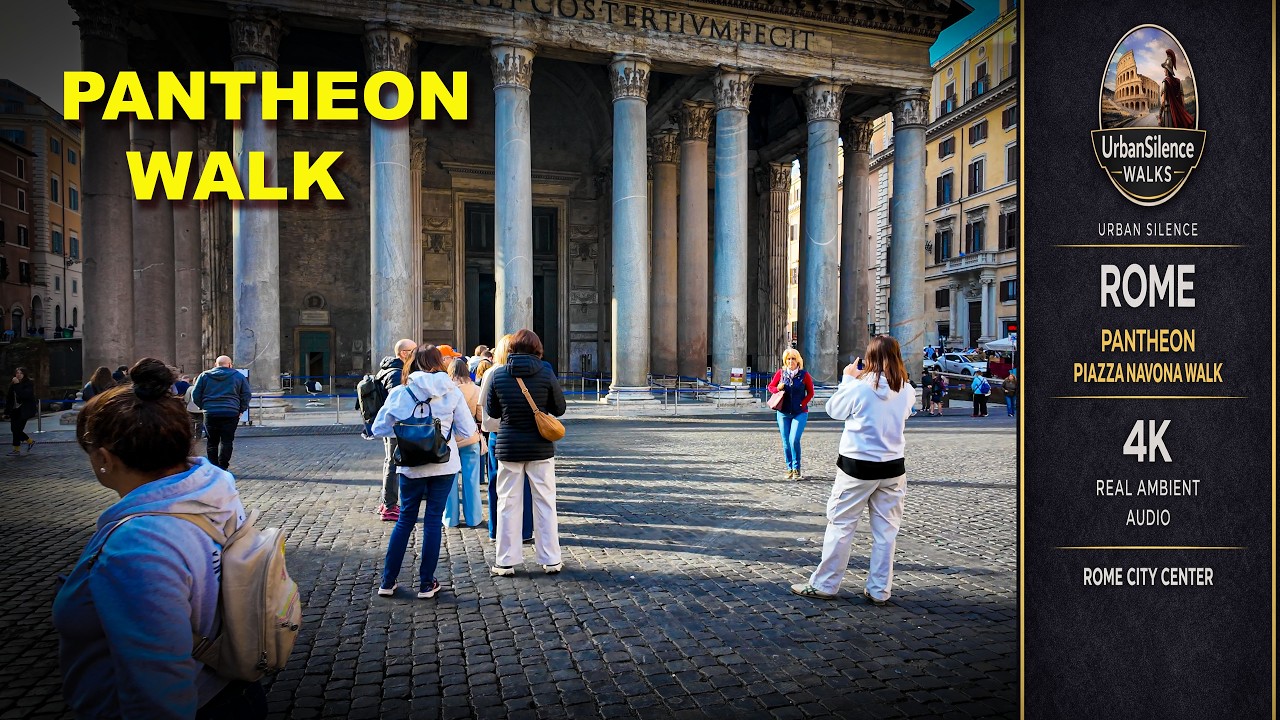 Rome Walking Tour 4K | Pantheon & Piazza Navona | No Music | Real Ambient Audio