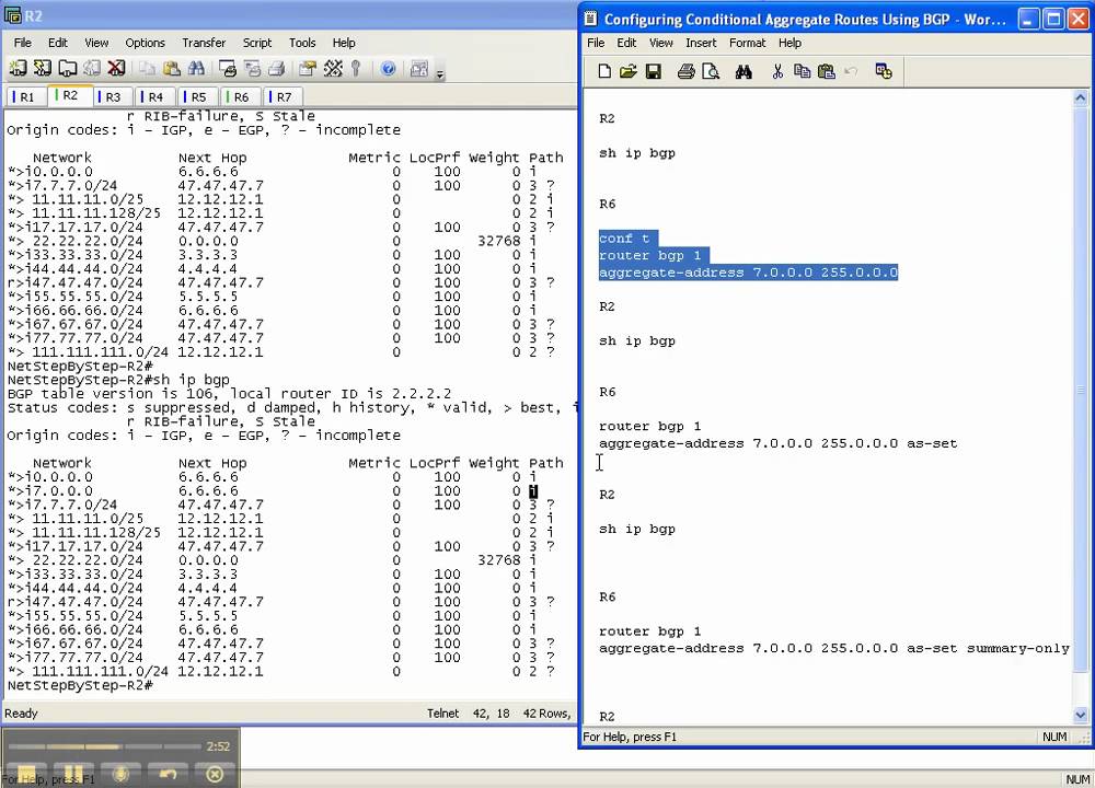 BGP Video Cheat Sheet: Configuring Conditional Aggregate Routes