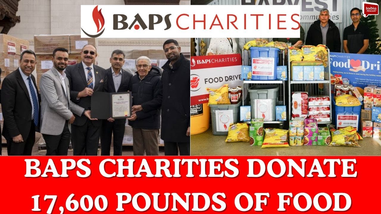 BAPS charities donate 17,600 pounds of food| India Abroad