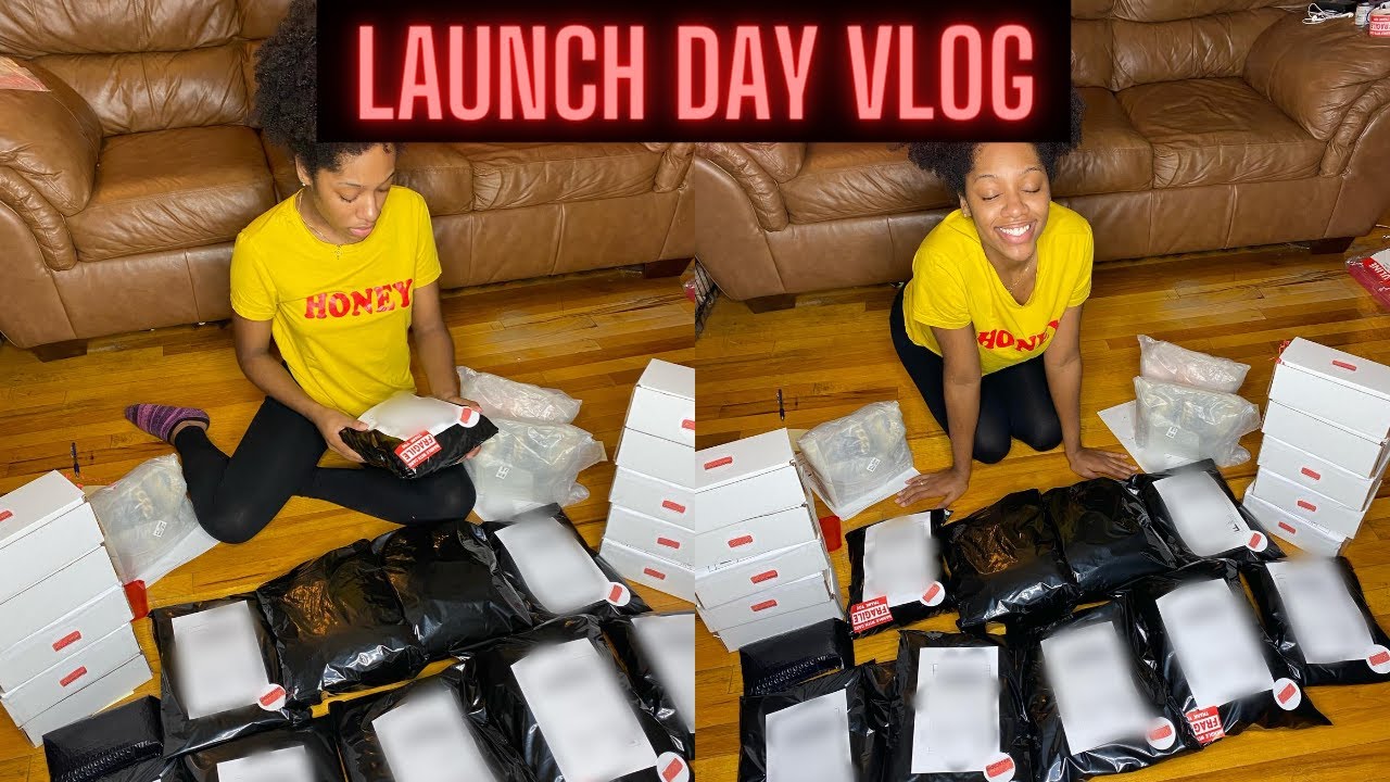 ENTREPRENEUR EP 3: LAUNCH DAY VLOG! SELLING OUT? PACKING + SHIPPING ORDERS, STRUGGLES, & MORE!