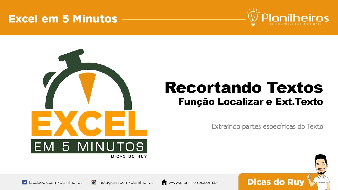 EXCEL em 5 Minutos - Recortando Textos (Fun&ccedil;&atilde;o LOCALIZAR e EXT.TEXTO)