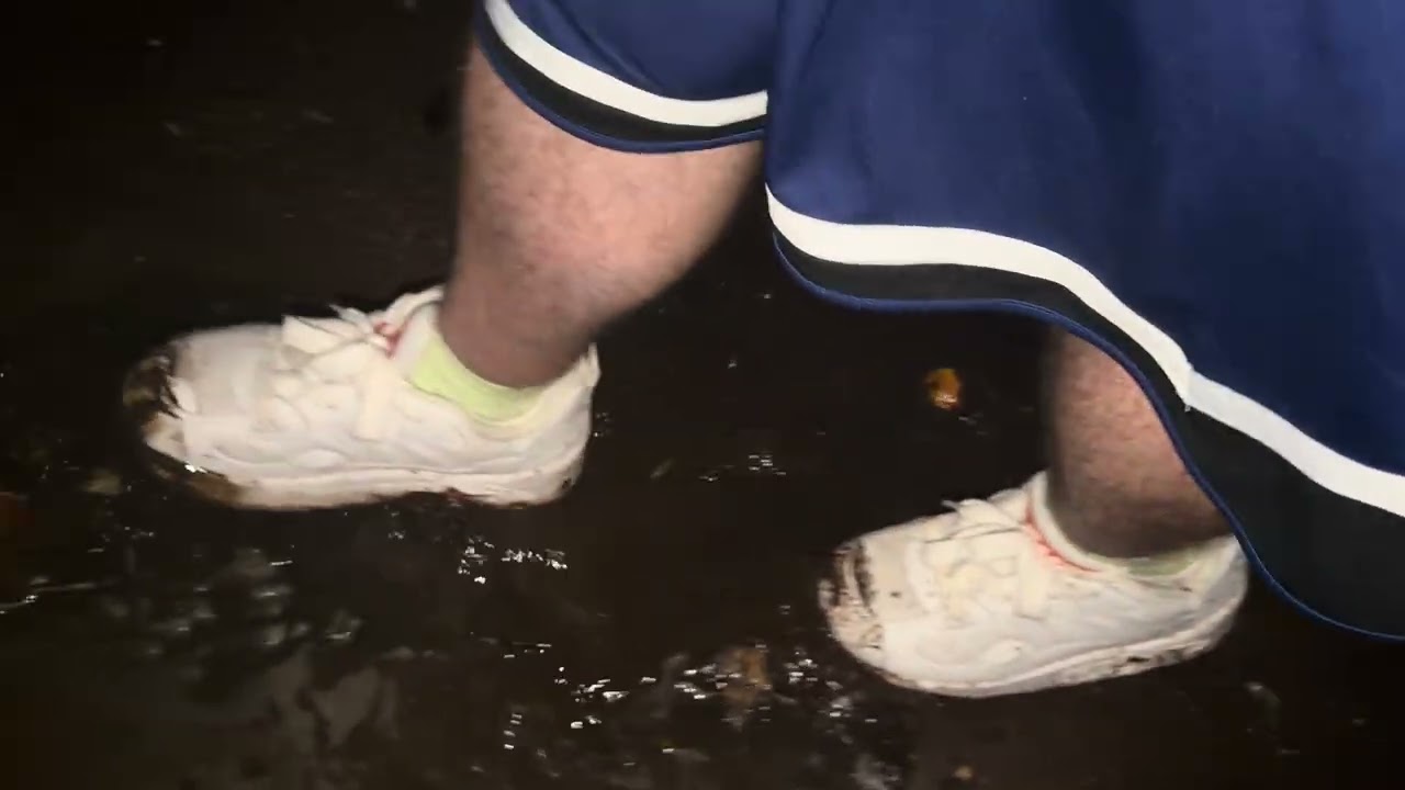 Wandering the muddy construction site in my new white Mschf Super Baby sneakers 😇