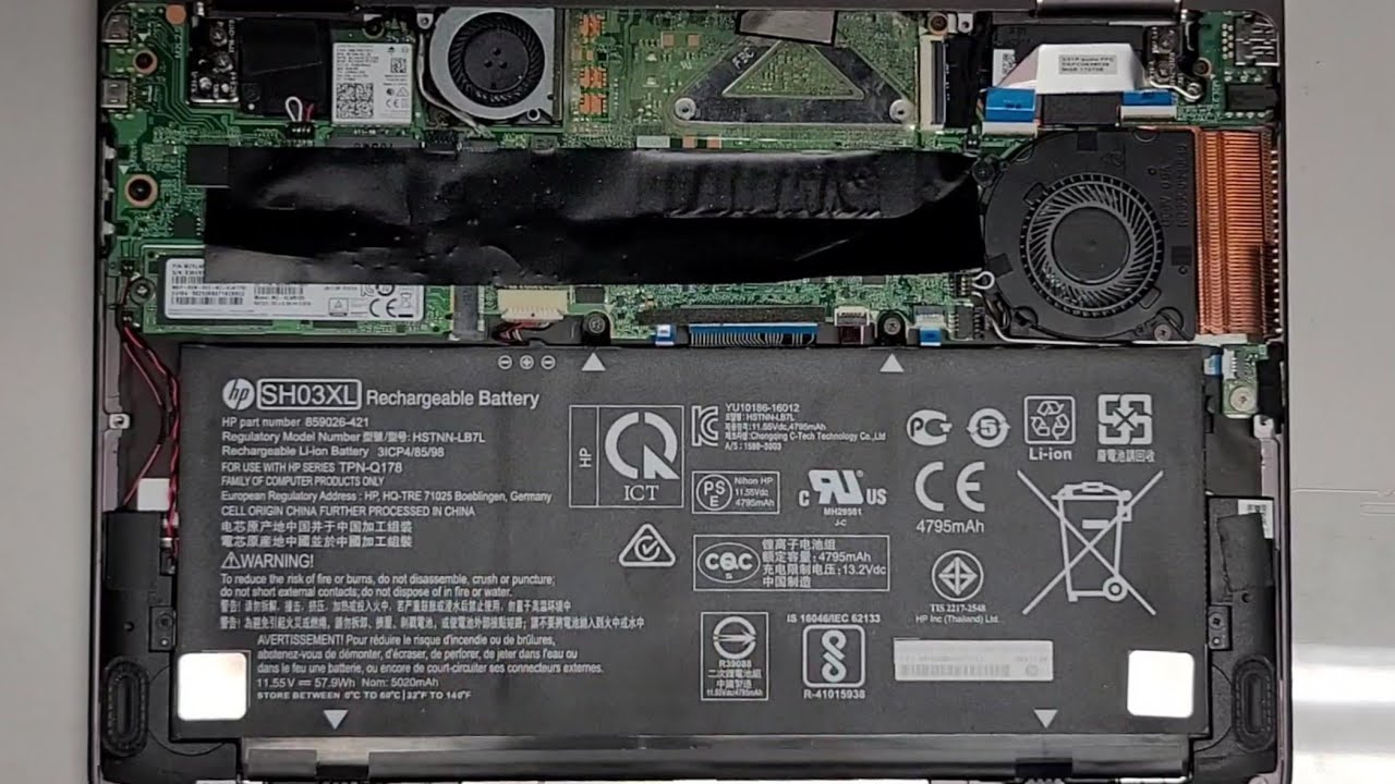 HP Laptop 13-ac033dx Disassembly SSD Hard Drive Upgrade Battery Replacement Repair Liquid Diagnosis