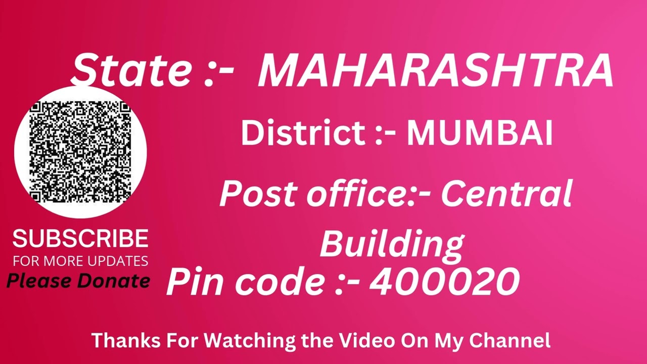Maharashitra  Mumbai Central building Ka pin code 400020 / Mumbai Central building ka post office