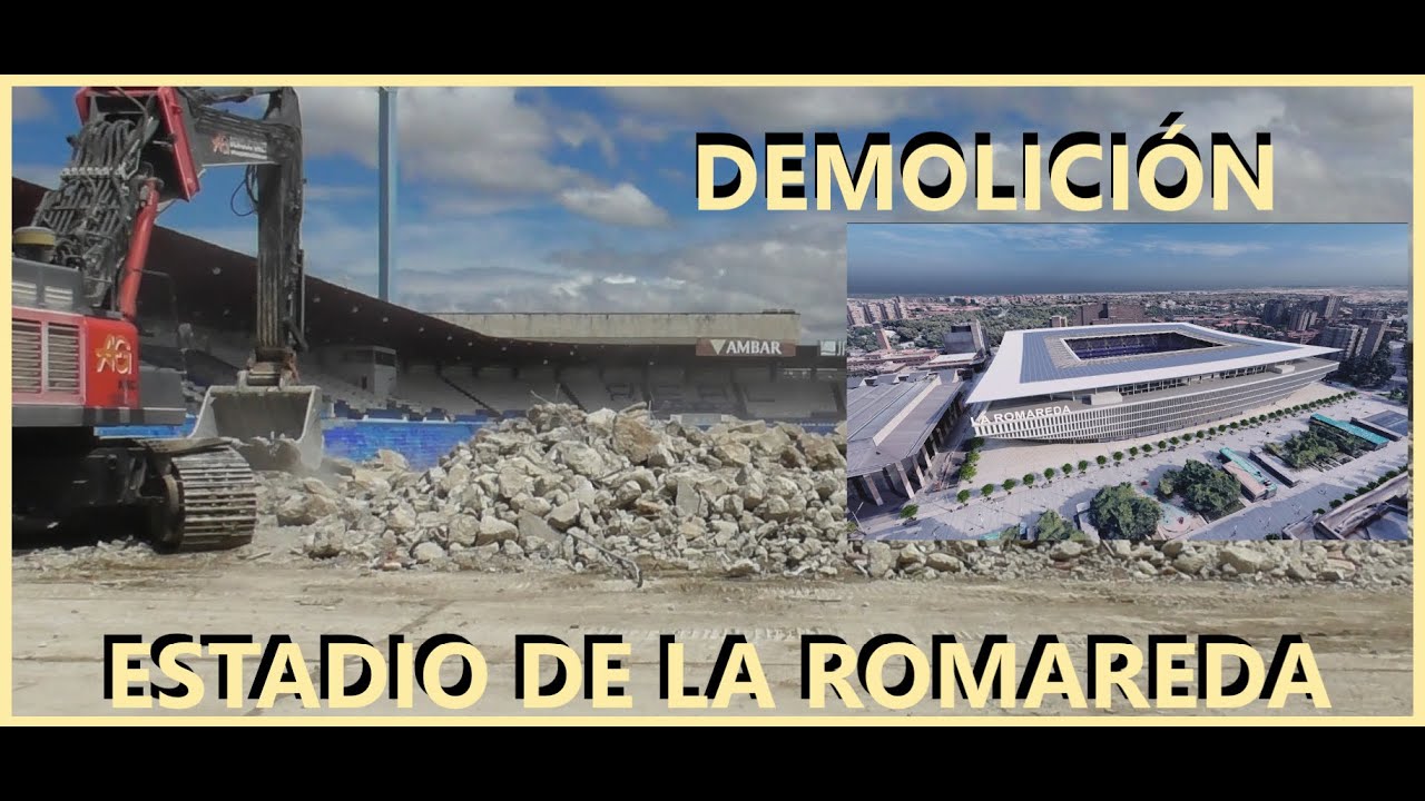 DEMOLICIÓN DEL ESTADIO DE LA ROMAREDA, REAL ZARAGOZA, VIDEOS. INFOGRAFÍAS DEL PROYECTO FINAL. AG24