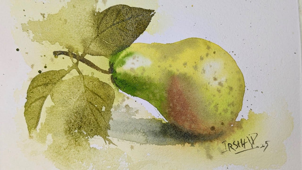 How to Paint Loose Watercolour Still Life | Pear Fruit Demo | Watercolor Tips