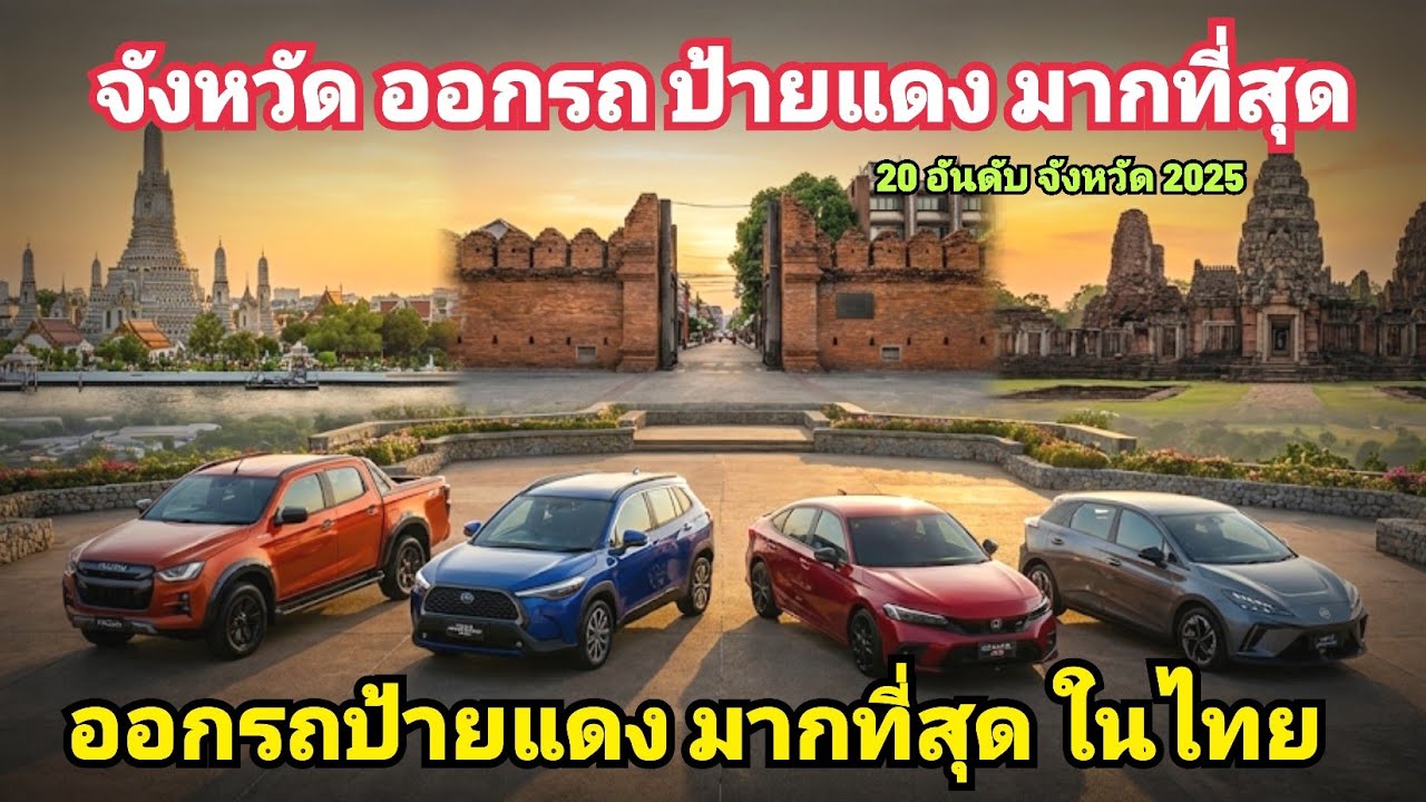 20 จังหวัด รวยมาก ออกรถป้ายแดง มากที่สุด ในไทย 2025 ยอดจดทะเบียน รถใหม่ มากที่สุด 20 อันดับ