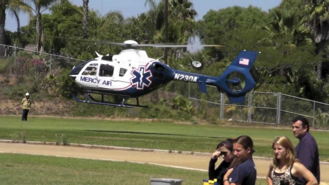 Mercy Air Helicopter at Football Game