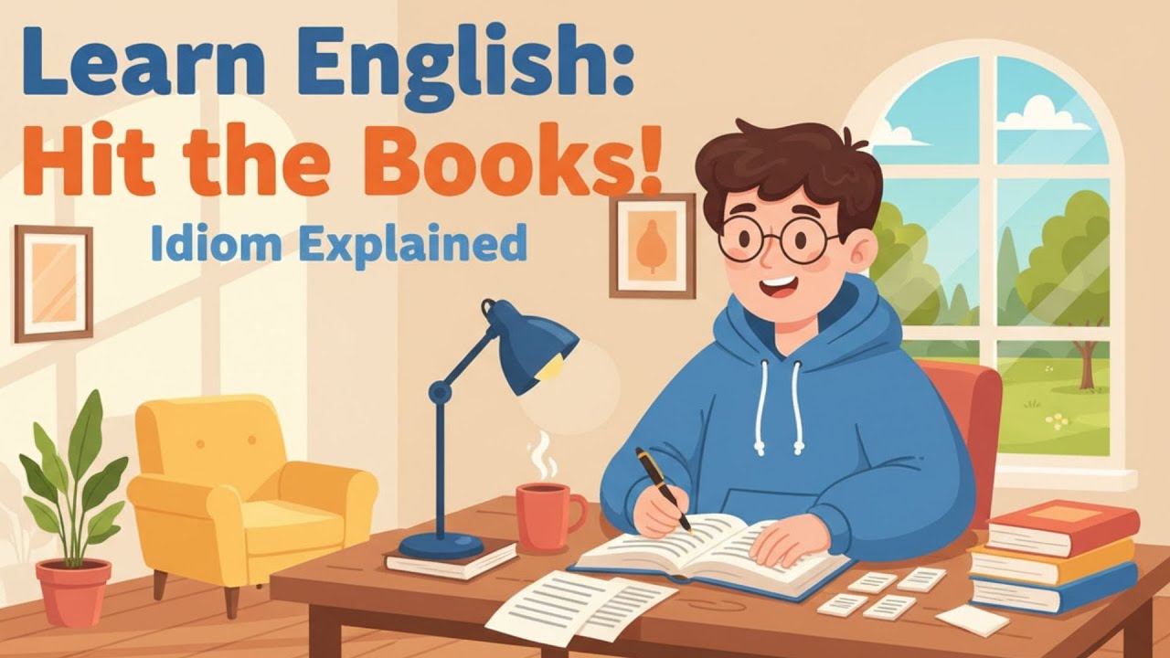 Master 'Hit the Books'! English Idiom Explained for A2-B1 Learners
