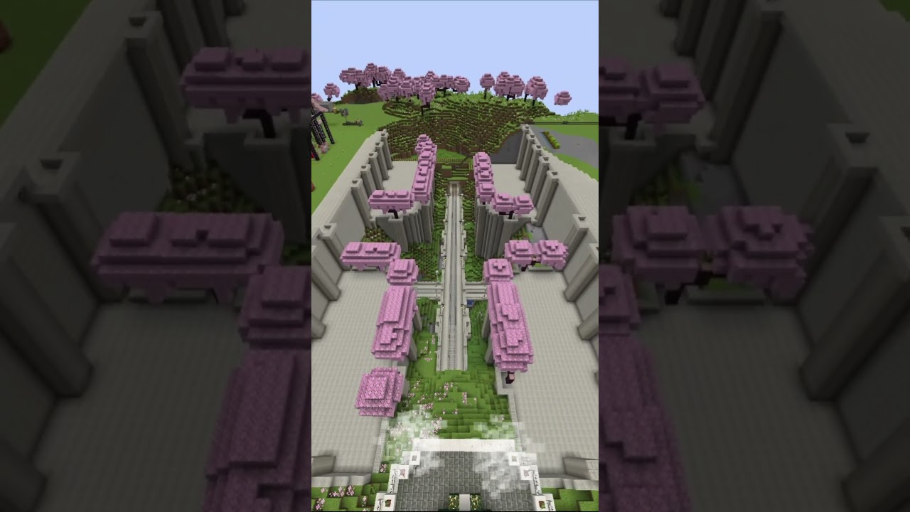 DECORACION DE UN CRATER EN UN BIOMA CHERRY EN MINECRAFT CREATE - #shorts