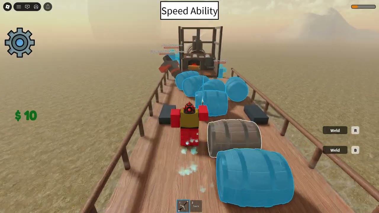 Trying to defeat the big monster