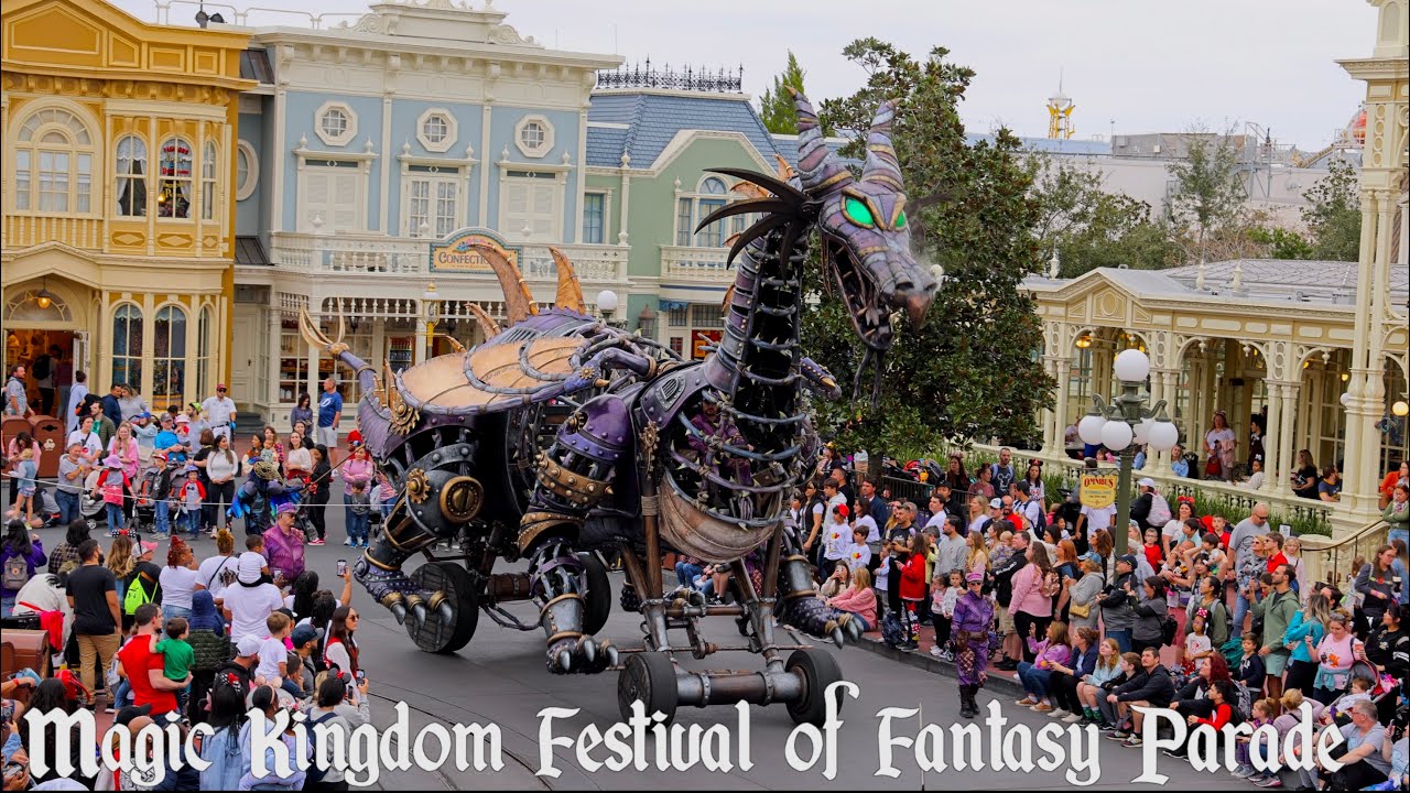 Disney Festival of Fantasy Parade at Magic Kingdom(Train Station View) 4K | Walt Disney World 2023
