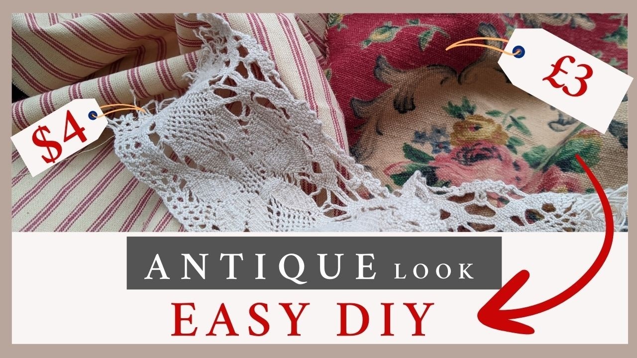 Can't find ANTIQUE FABRIC? Do THIS instead! Slow stitching, how to age fabric. Antique on a budget.