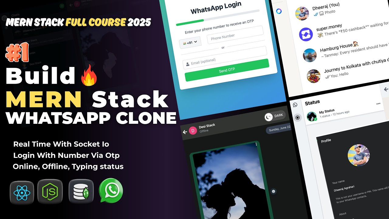 WhatsApp Clone with MERN Stack | Real-Time Chat App using Socket.IO & React.js | Full-Stack Project