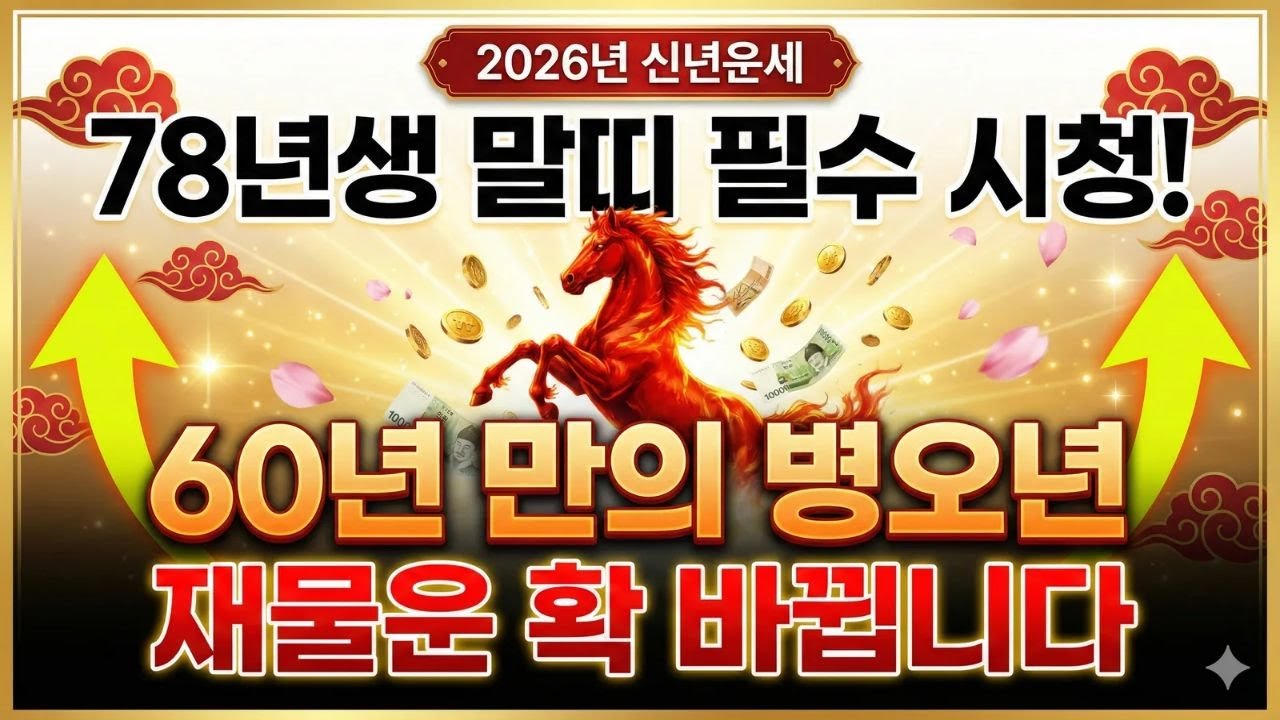 [2026년 신년운세] 1978년생 말띠 필수! 60년 만의 병오년 재물운 확 바뀝니다 💰 48년 고생 끝