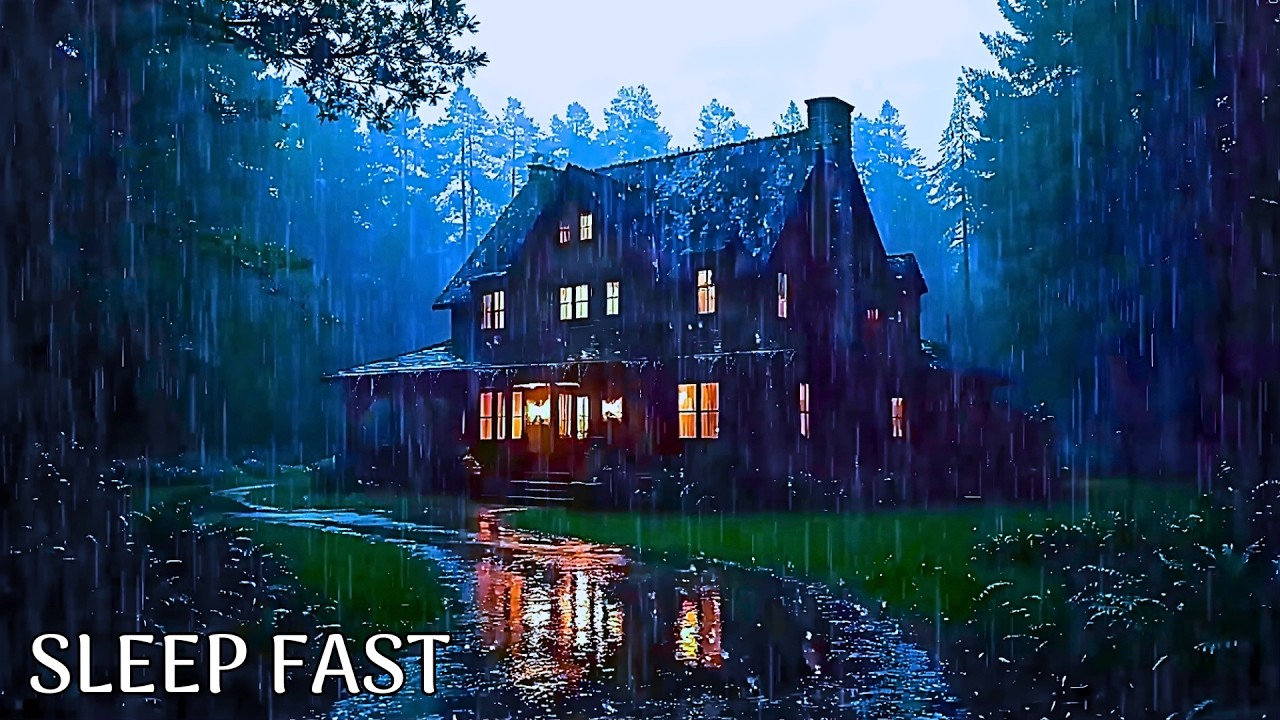🌲Rainy Forest Cabin Ambience 🌧️ Cozy Night with Fireplace for Deep Sleep 🔥Black Screen Sleep Sounds