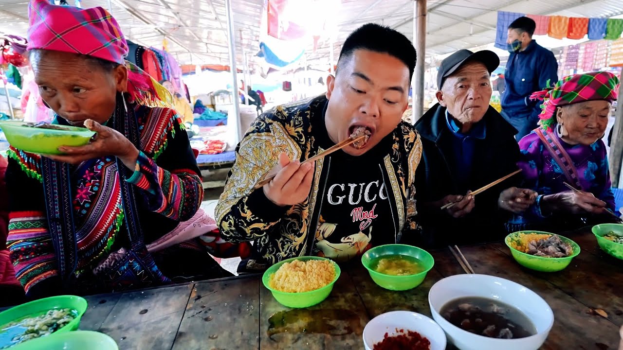 ẨM THỰC CHỢ PHIÊN VÙNG CAO, ĂN BÁT THỊT TO UỐNG CHÉN TỬU ĐẦY | CHỢ PHIÊN TÂY BẮC