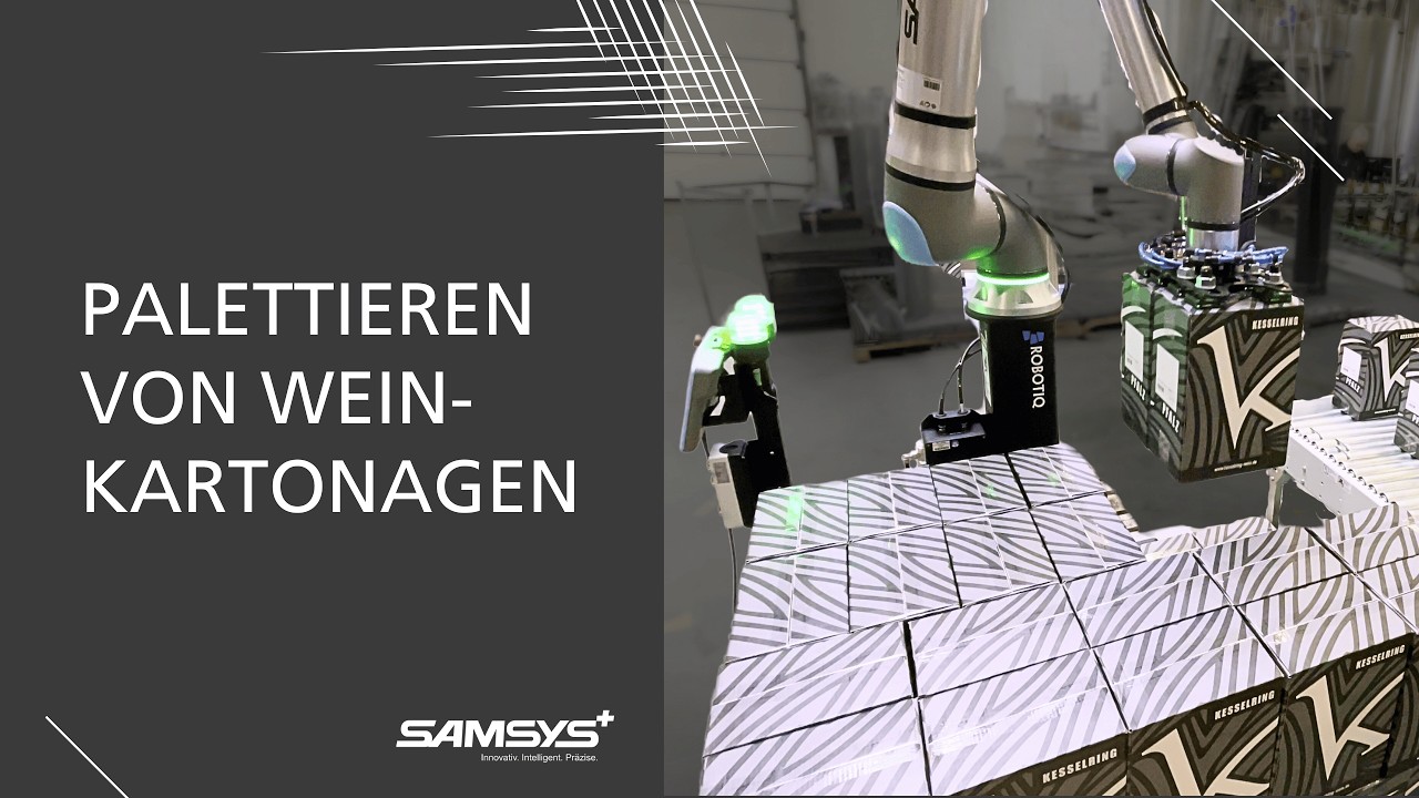 Palettieren von Weinkartonagen mit Doppelgriff: Bis zu 18kg Kistengewicht