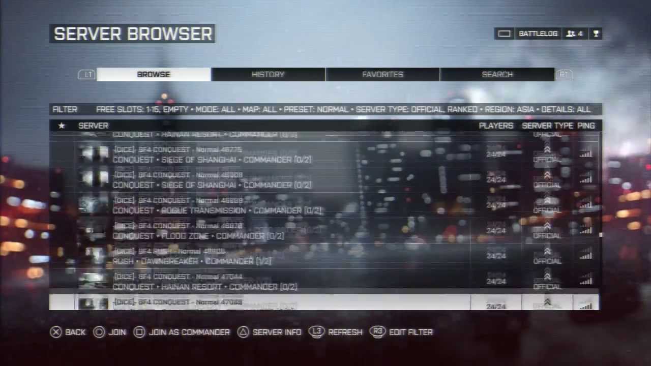 BF4 - PS3 Server Browser