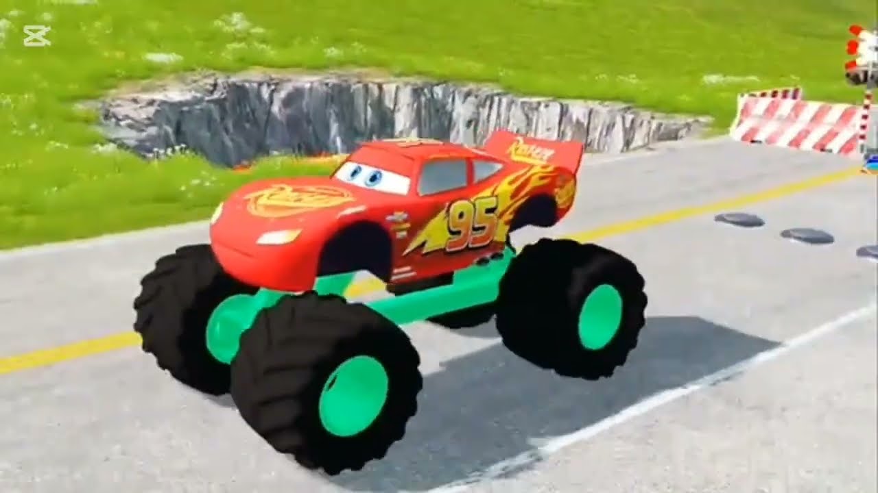 Flatbed Truck McQueen | Transportation with Truck - Pothole vs Car #49 | BeamNG.Drive Gameplay