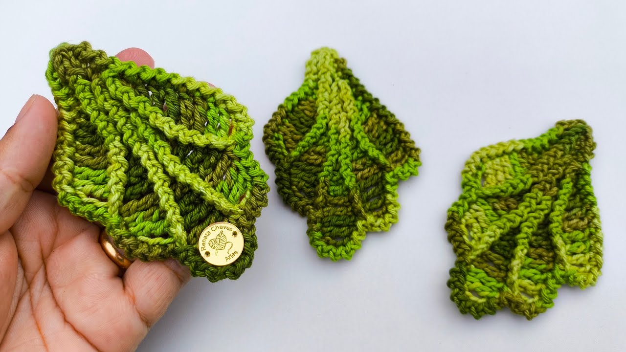 FOLHA DE CROCHÊ PARA APLICAÇÃO FÁCIL E RÁPIDO 🌿
