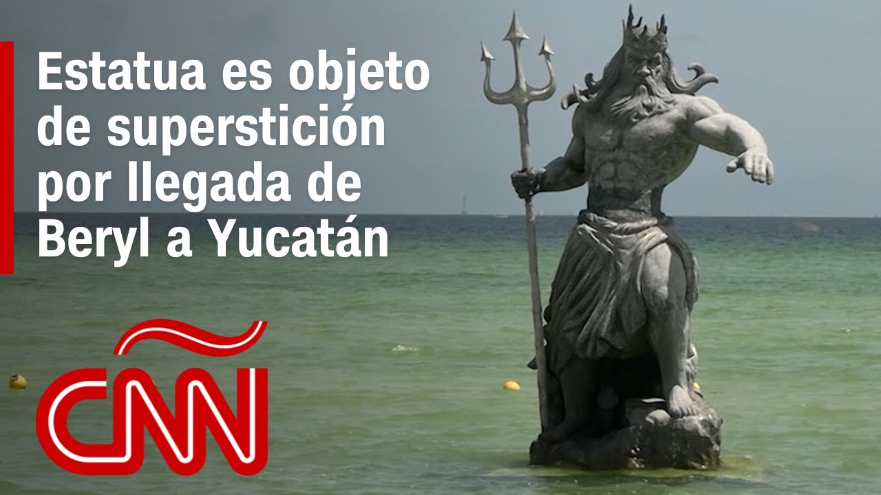 Chaac vs. Poseidón: una estatua es objeto de superstición por la llegada de Beryl a Yucatán