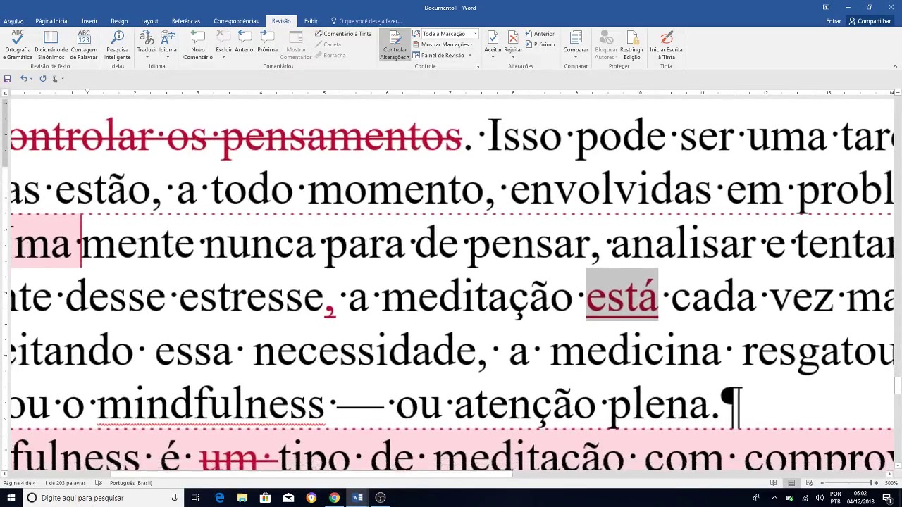 Aceitar ou excluir alterações no Word (ferramenta Revisão de Texto)