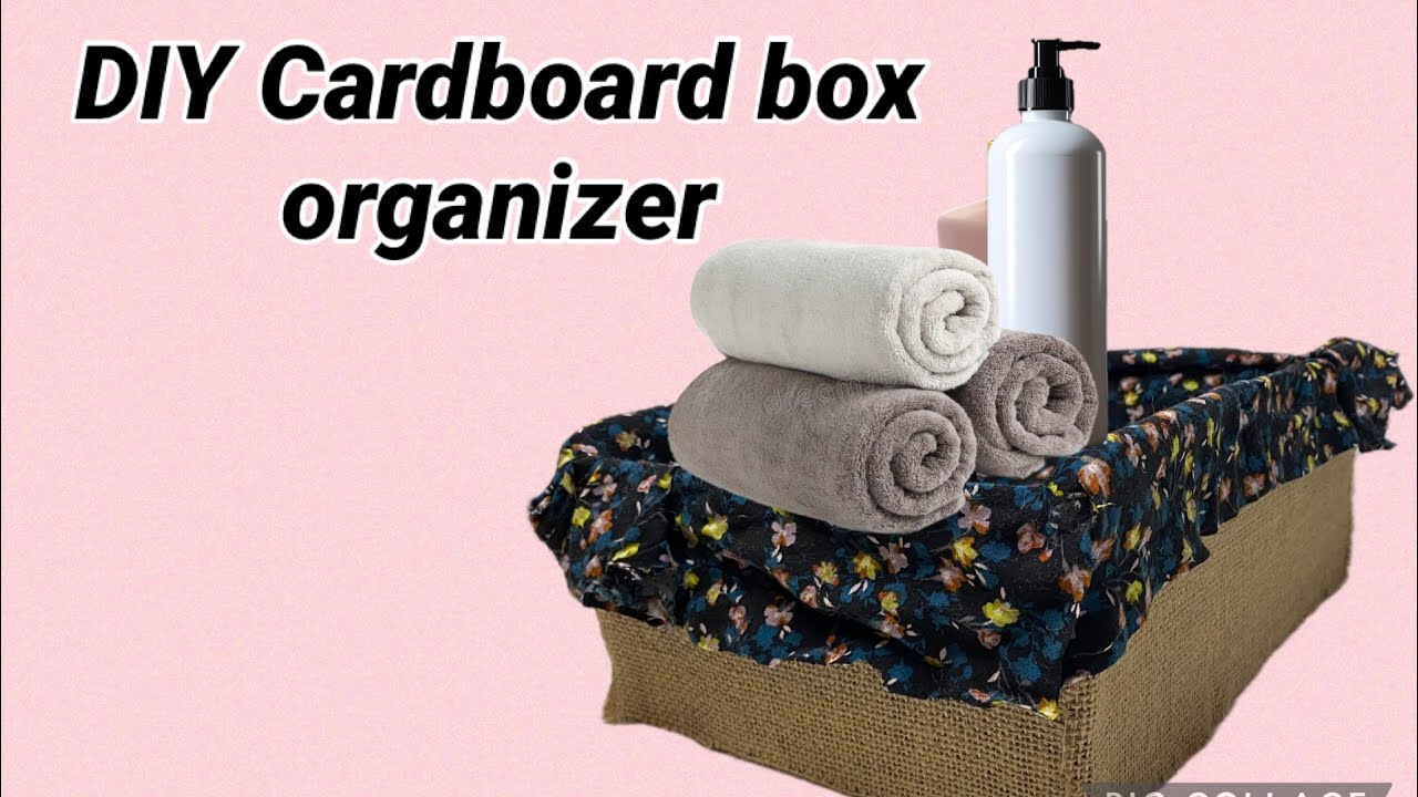 DIY cardboard box Burlap organizer
