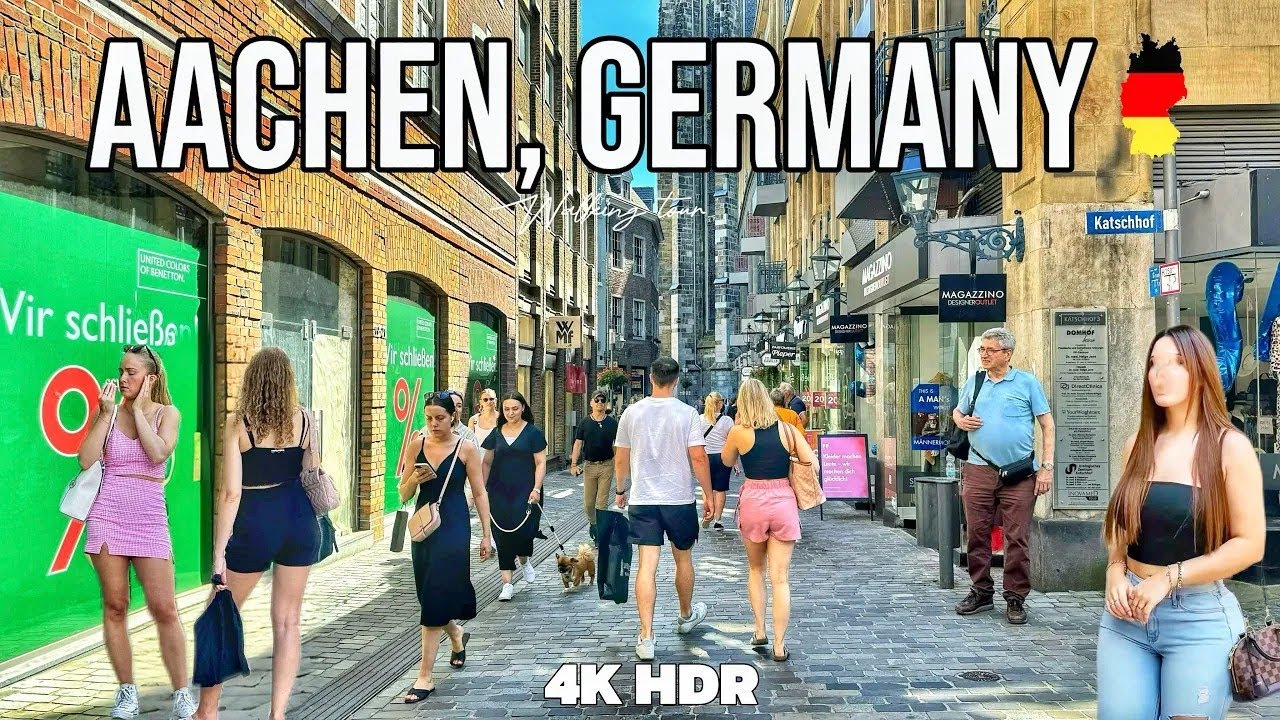 Город Ахен, Германия / пешеходная экскурсия по Ахену, Германия 4K HDR лето 2024