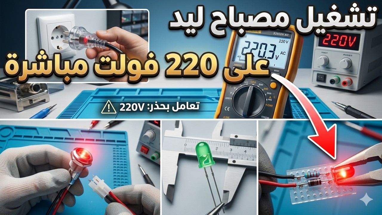 طريقة تشغيل مصباح ليد  3 فولت على 220 فولت مباشرة لإستعمالها في مصابيح إشارة آلة القهوة