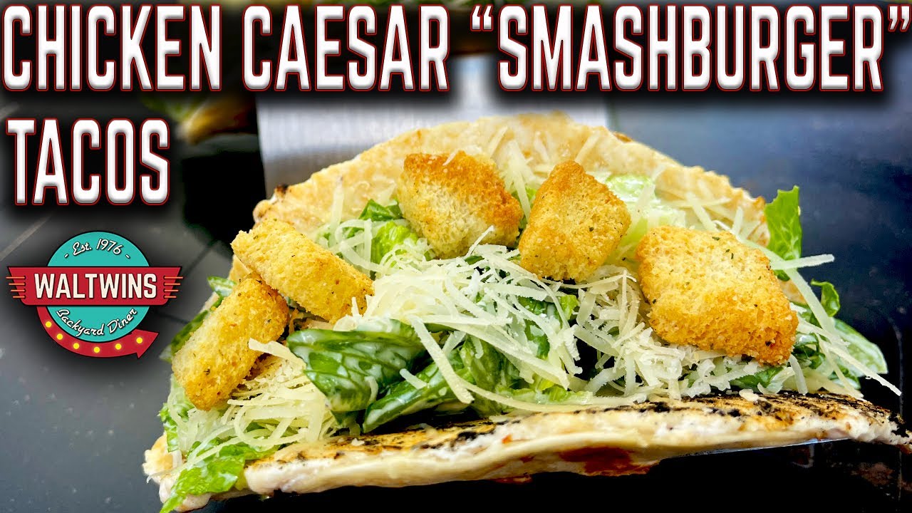 🔥FAST CHICKEN CAESAR "SMASHBURGER" TACOS ON THE GRIDDLE!🔥EASY RECIPE