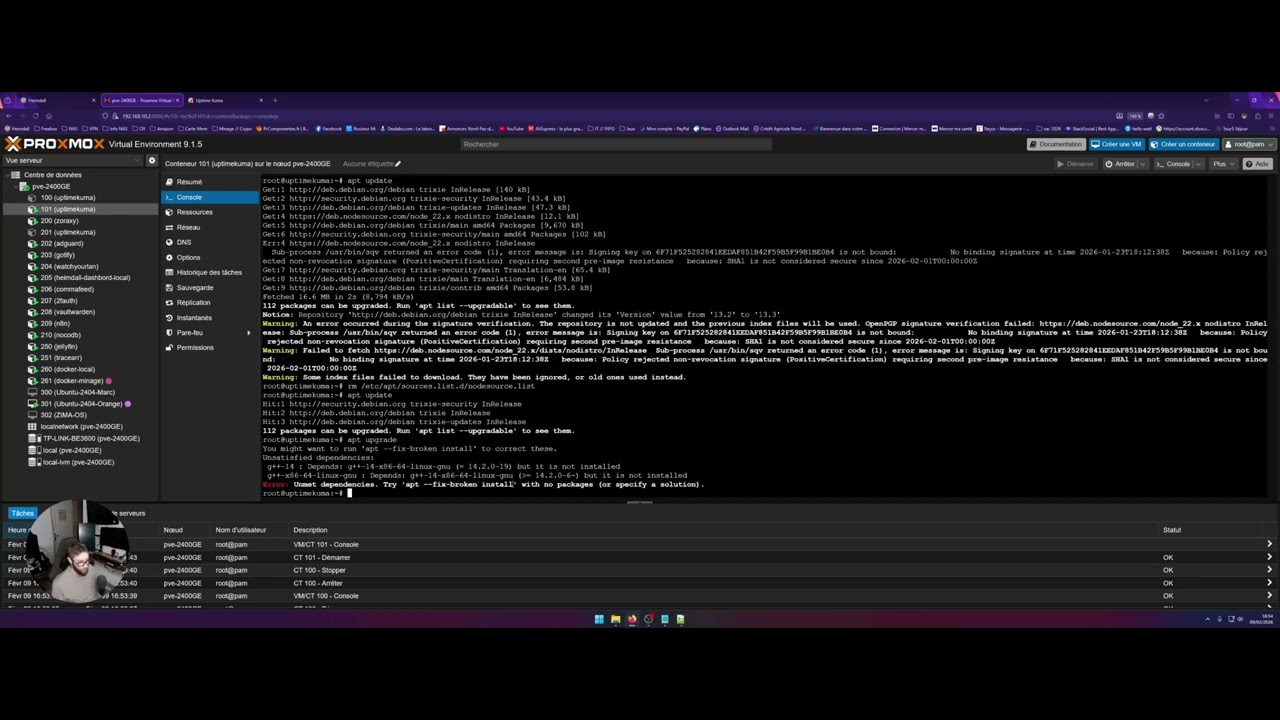 Proxmox, MAJ Uptime Kuma
