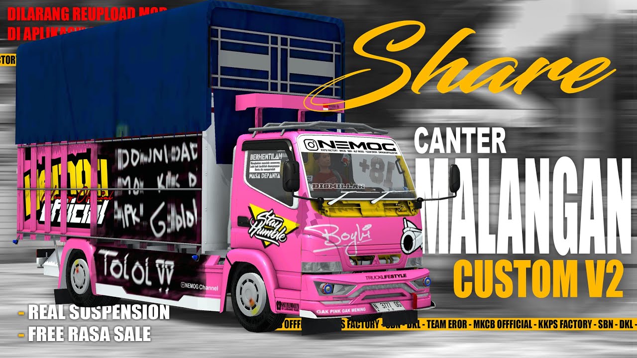 SHAREE!!!! MOD CANTER MALANGAN (CUSTOM V2) || REAL SUSPENSI || BUSSID MOD INDONESIA