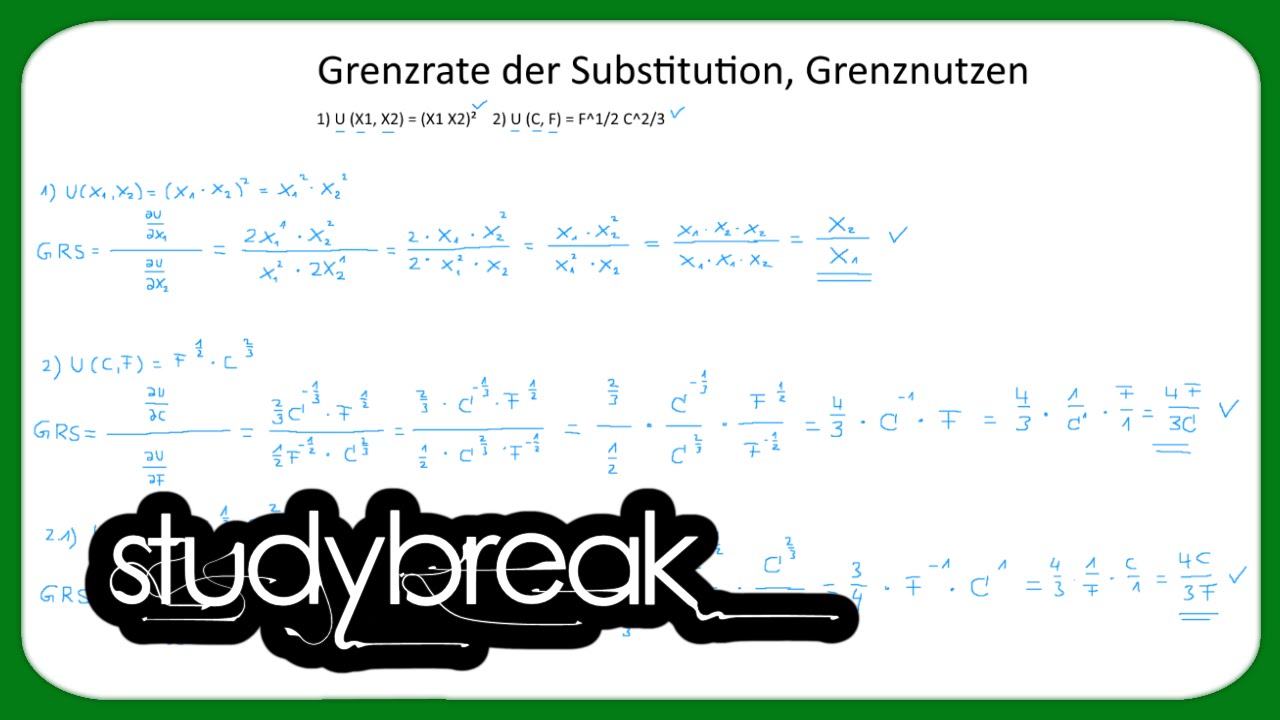 Grenzrate der Substitution, Grenznutzen | Mikroökonomie