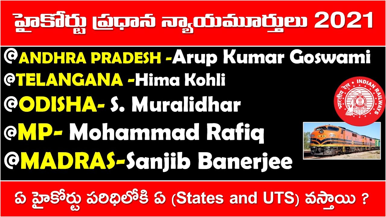 Cheif Justice Of all High Courts In India 2021 | Useful for all Competitive exams | rrb ntpc | group