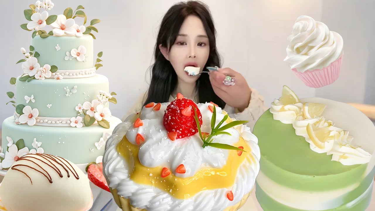 Asmr🍰Eating Creamy Butterfly Flower Melale🍰 (Soft And Waxy Sound) 크림丨먹방丨Mukbang丨Satisfying丨Eatings