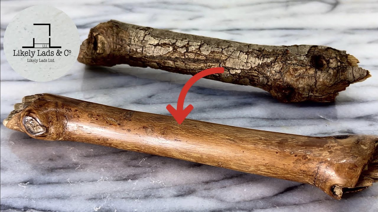 木の枝を紙やすりとピカールで磨く Wood Polish