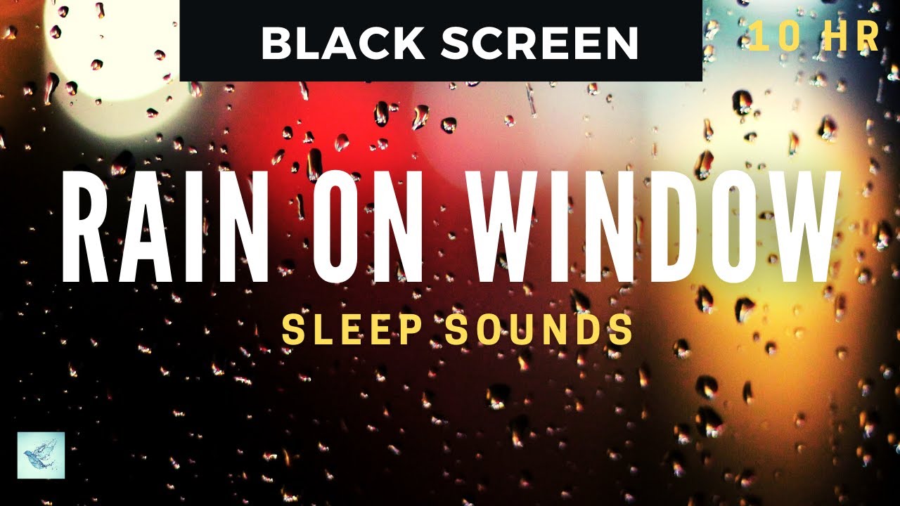 Heavy Rain on Glass Window for Sleeping. No Thunder. 10 Hours With Black Screen.