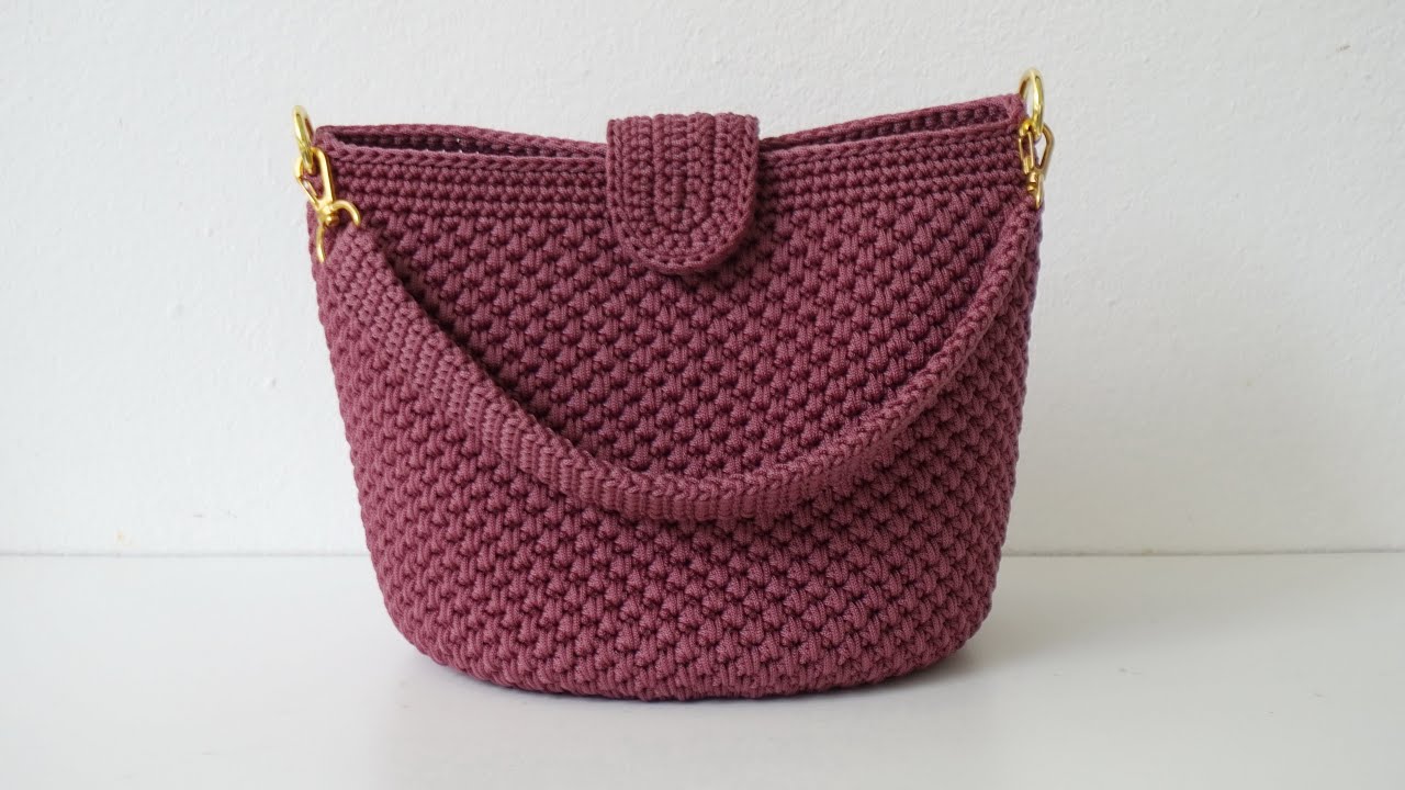 Crochet handbag  with flap[ENG&THAI  SUB] กระเป๋าถือโครเชต์มีฝาปิด