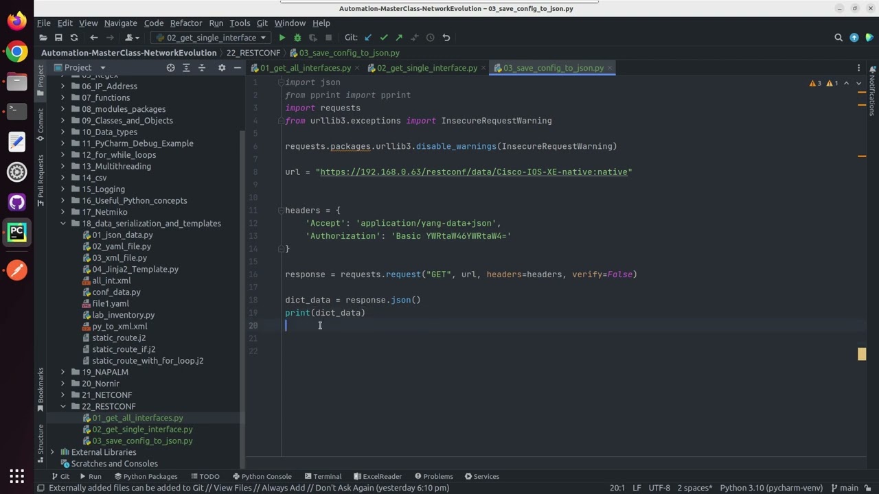 RESTCONF : Network Automation Tutorial | REST API Get complete configuration in JSON Format