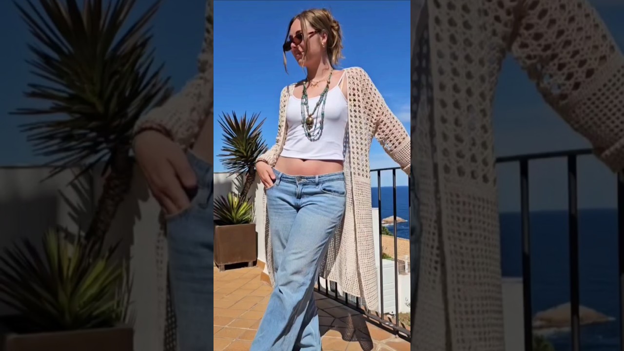 Chaqueta larga a crochet.Tutorial en YouTube @BCNcrochet