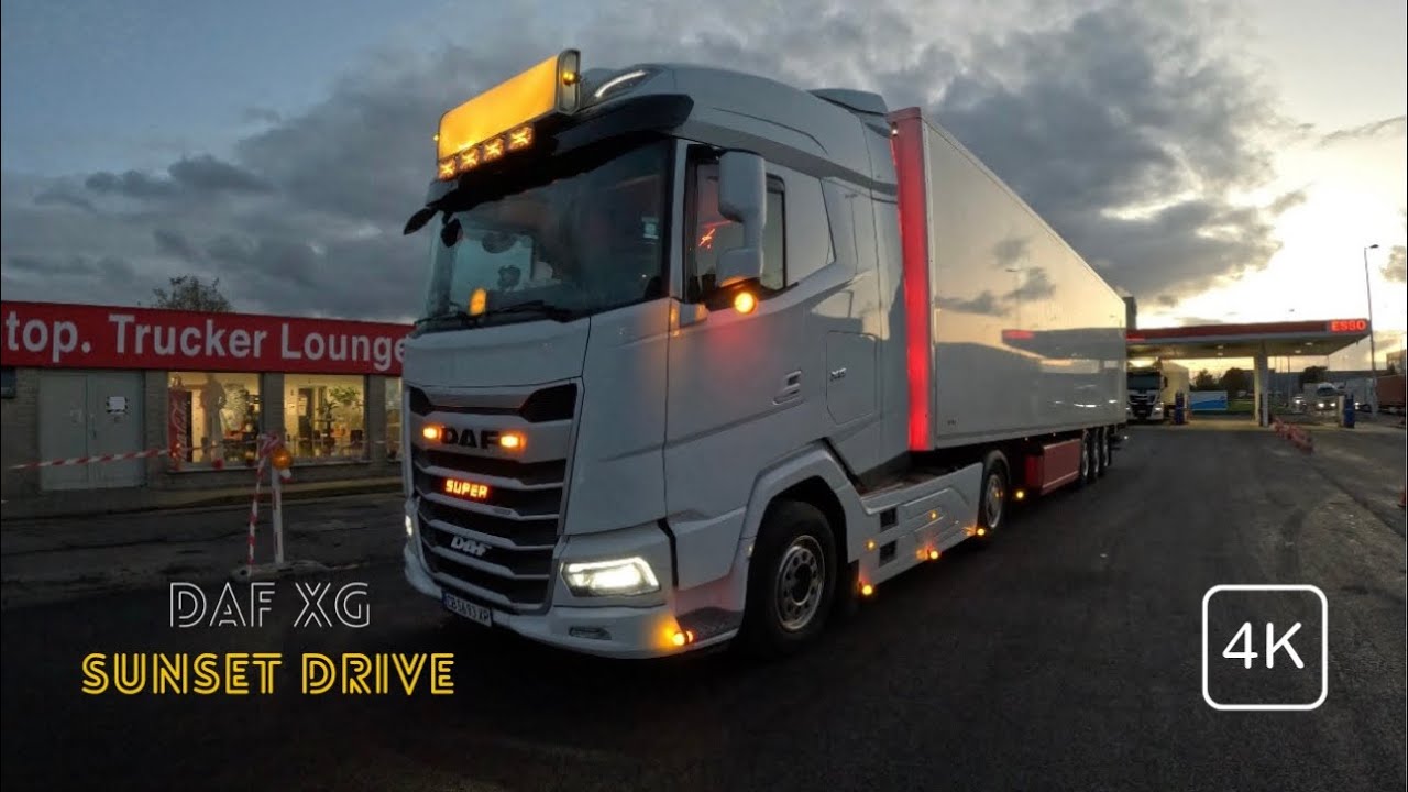 Daf Xg Pov Drive At Sunset - 4K