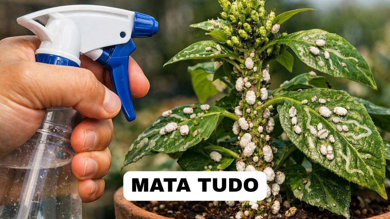 MATA TUDO em 12 Segundos: Lagarta, Pulg&atilde;o, Cochonilha, Larva Minadora, Moscas (INSETICIDA CASEIRO)
