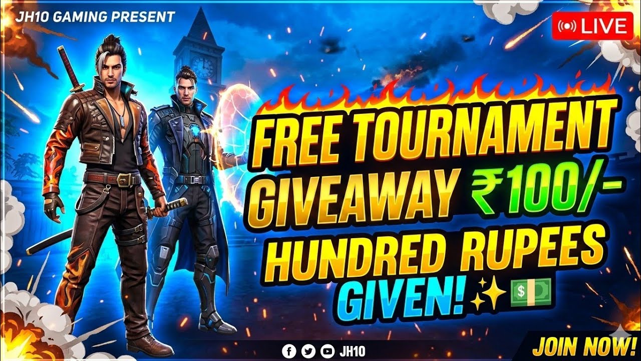 LIVE: Free Fire Mega Tournament! 🔥 (Free Entry) | JH 10 GAMING Is Back! 🏆