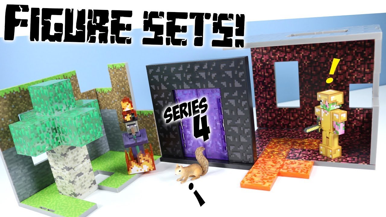 Minecraft Jazwares Series 4 Action Figure Sets Birch Forest & The Nether Review