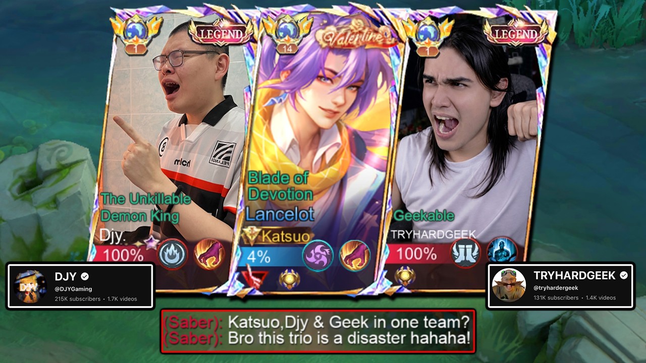 WHEN GLOBAL LANCELOT PLAYS TRIO WITH DJY & TRYHARDGEEK! THIS HAPPENED... (Total Disaster! 🤣) -MLBB