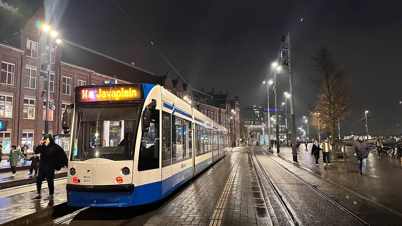 阿姆斯特丹電車 | 14路線 阿姆斯特丹中央車站 - Javaplein | 電車夜景遊