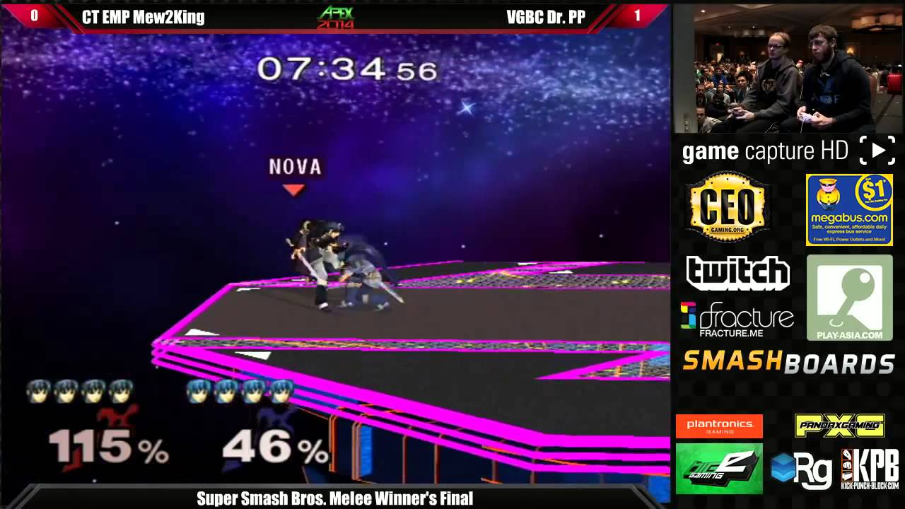 PPMD's Marth four stocks Mew2King's Marth on FD Apex 2014
