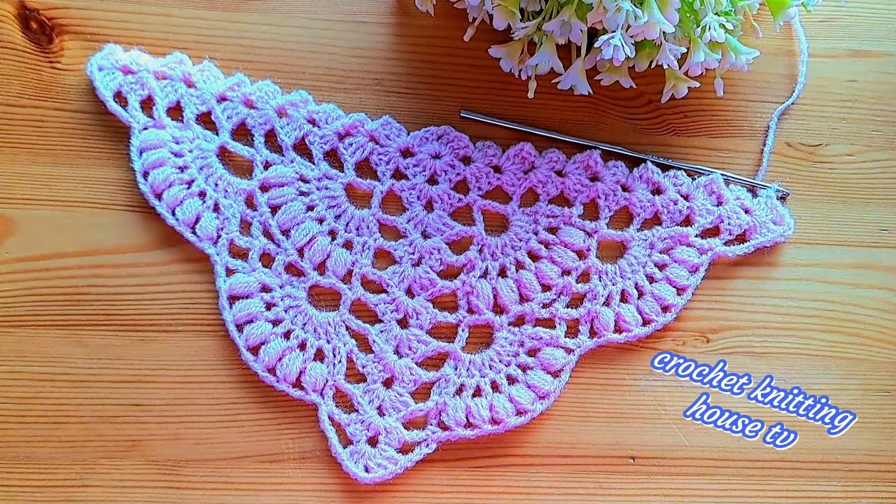 quick and super easy crochet elegant shawl 💎👌 how to crochet a triangle shawl for beginners