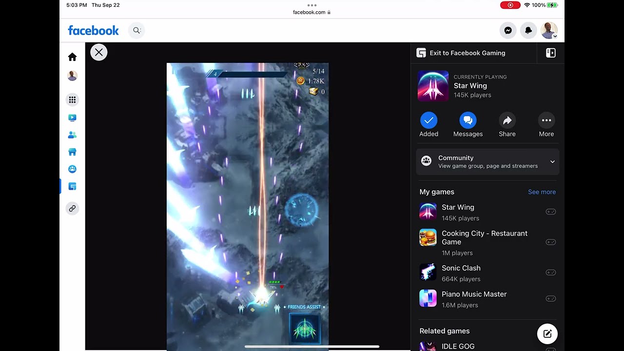 STAR WING ON FACEBOOK GAMES